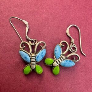 Vintage stamped sterling Silver butterfly earrings